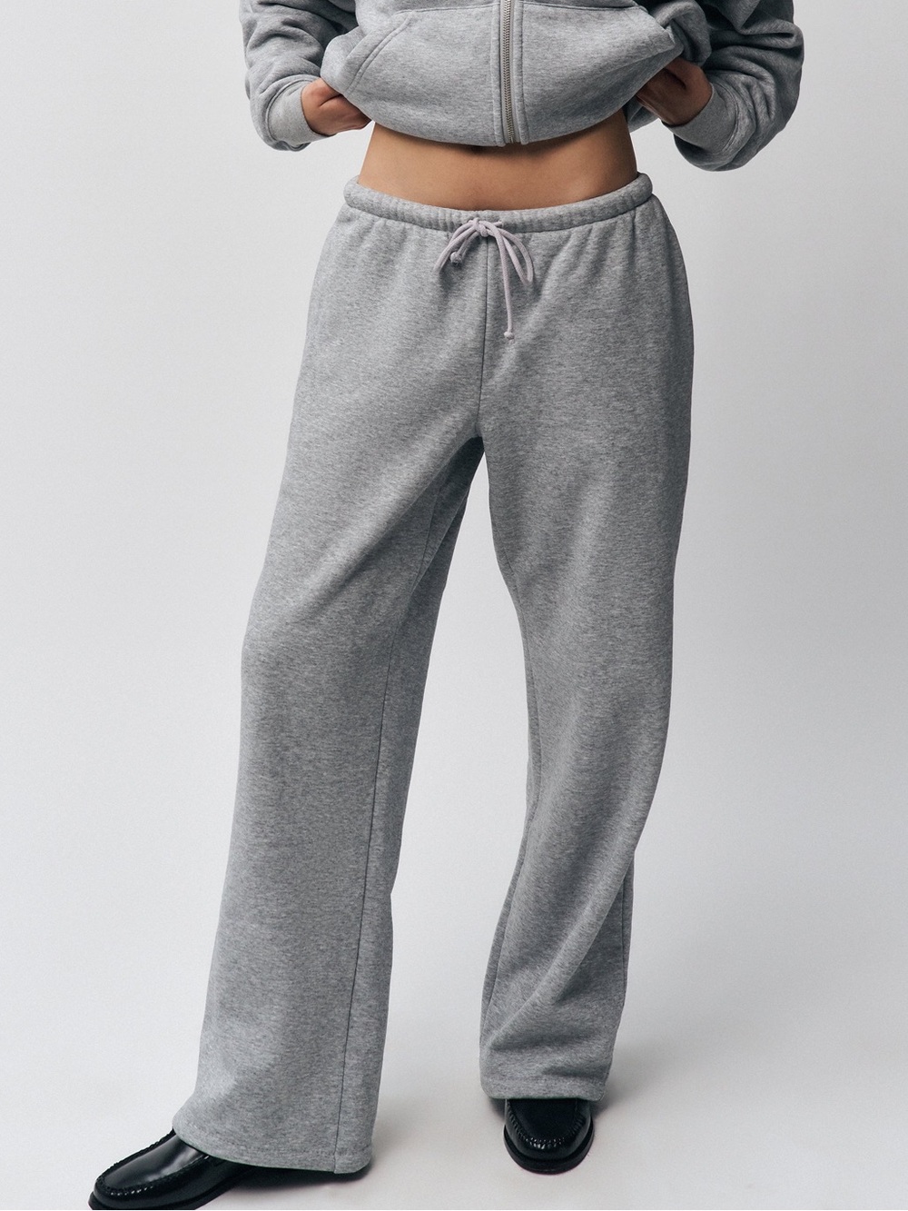 Danielle Guizio Gray Wide-Leg Sweatpants